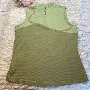 Jamie Sadock Green Stripe Contrast Sleeveless Quarter Zip Vest sz M